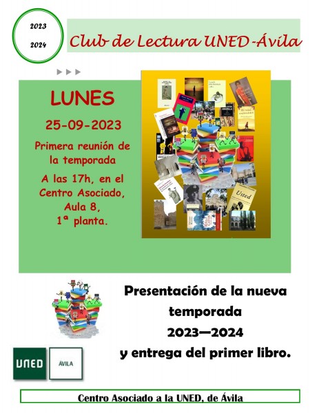 El club de la lectura UNED Ávila presenta la nueva temporada 23/24 y entrega del primer libro.